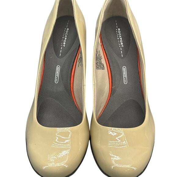 Rockport Walkability Beige Cream Patent Leather Comfort Pump Heel Women 9 - Picture 3 of 7